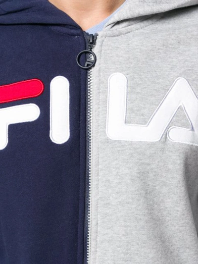 Shop Fila Logo Zipped Jacket In Blue