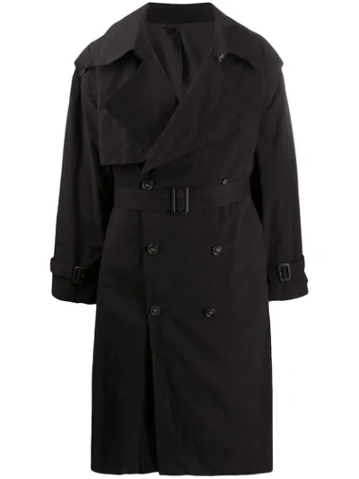 Shop D.gnak By Kang.d Double Breasted Trench Coat In Black