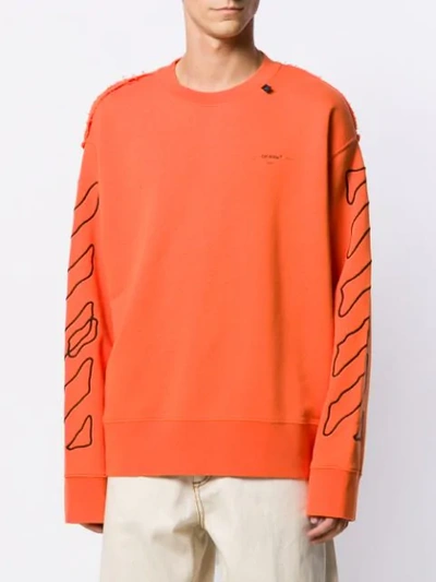 Shop Off-white Arrows Embroidered Sweatshirt In Orange