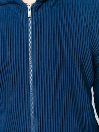 Shop Issey Miyake Homme Plissé  Pleated Hooded Jacket - Blue