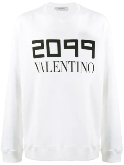 Shop Valentino 2099 Logo Sweatshirt In White