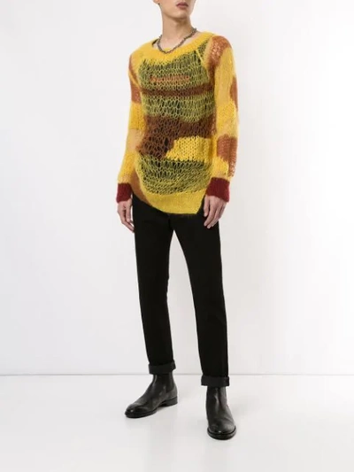 Shop Ann Demeulemeester Open-knit Jumper In Yellow