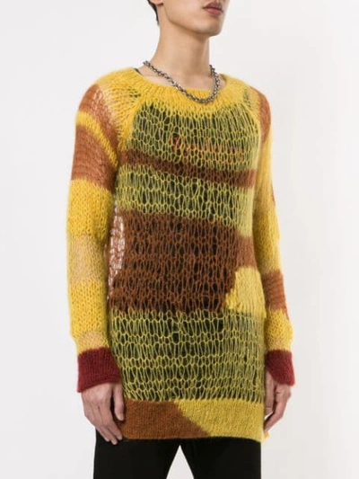 Shop Ann Demeulemeester Open-knit Jumper In Yellow