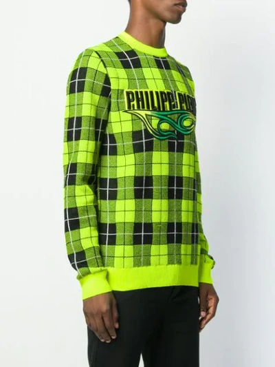 Shop Philipp Plein Tartan Pullover In Yellow