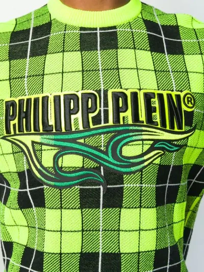 Shop Philipp Plein Tartan Pullover In Yellow