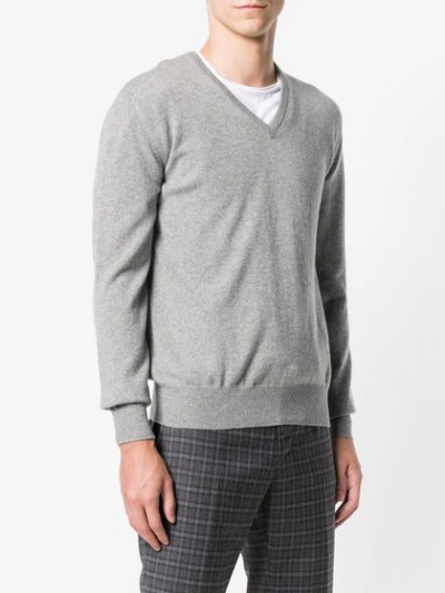 Shop Loro Piana Fine Knit V-neck Sweater - Grey