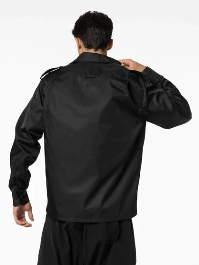 Shop Prada Logo Plaque Shirt Jacket In Black