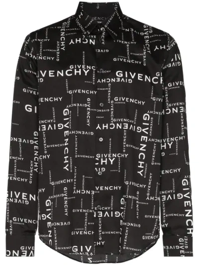 Shop Givenchy Repeat Logo Print Shirt In Black
