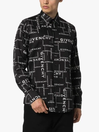 Shop Givenchy Repeat Logo Print Shirt In Black