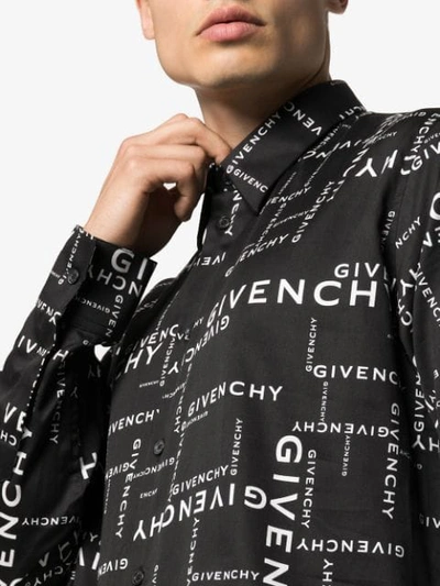 Shop Givenchy Repeat Logo Print Shirt In Black