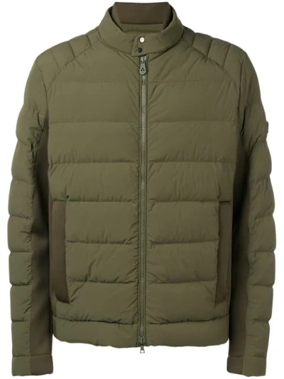 Shop Peuterey Band Collar Padded Jacket In Green