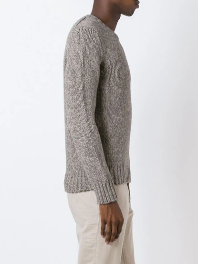 Shop Zanone Fisherman Knit Sweater - Brown