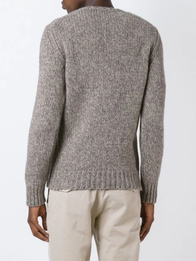 Shop Zanone Fisherman Knit Sweater - Brown