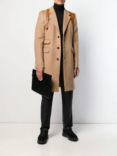 Shop Alexander Mcqueen Harness Single-breasted Coat In Neutrals