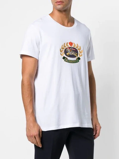 Shop Burberry Embroidered Logo T In White