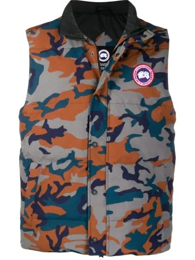 Shop Canada Goose Camouflage Print Gilet In Grey