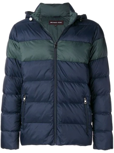 Shop Michael Kors Hooded Padded Jacket In Blue