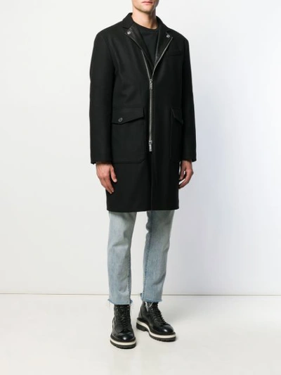 Shop Dsquared2 Classic Zipped Coat In Black