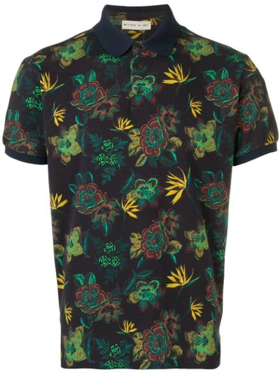 Shop Etro Floral Print Polo Shirt In Blue