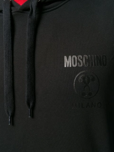 Shop Moschino Double Question Mark Hoodie In Black