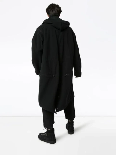 Shop Yohji Yamamoto Hooded Parka Coat In Black