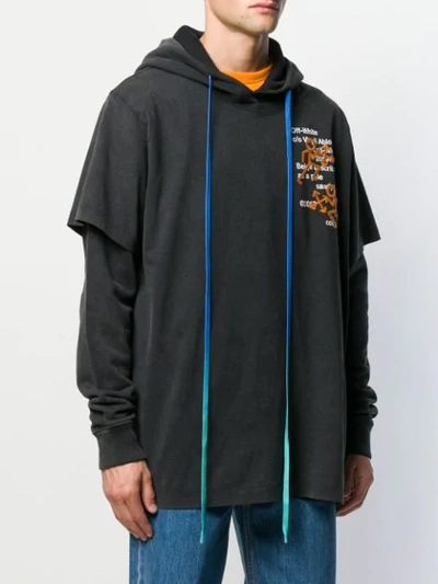 Shop Off-white Embroidered Layered Hoodie In Black