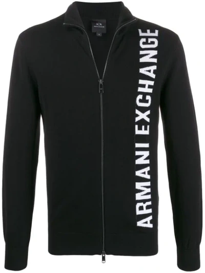 Shop Armani Exchange Roll Neck Logo Sweatshirt In Black