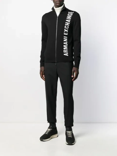 Shop Armani Exchange Roll Neck Logo Sweatshirt In Black