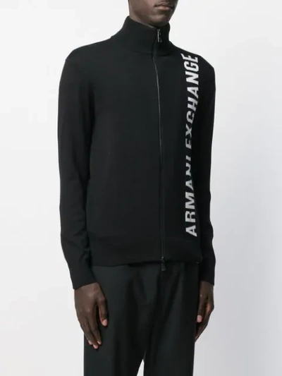 Shop Armani Exchange Roll Neck Logo Sweatshirt In Black