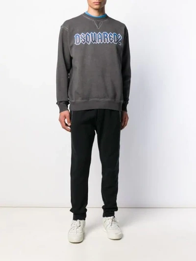 Shop Dsquared2 Logo Printed Sweatshirt In Grey