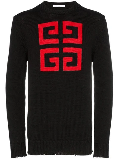 GIVENCHY LOGO EMBROIDERED SWEATER - 黑色