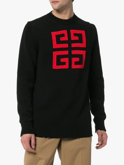 GIVENCHY LOGO EMBROIDERED SWEATER - 黑色