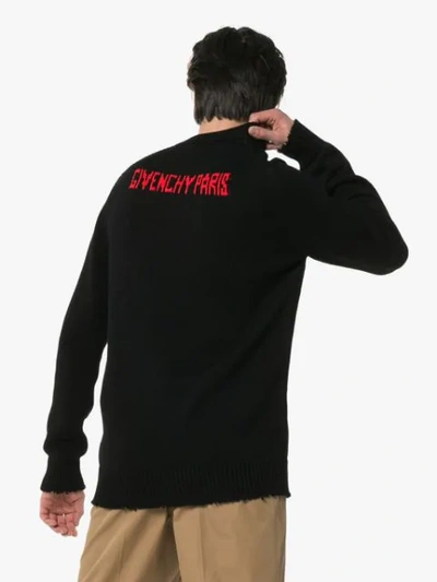 Shop Givenchy Logo Embroidered Sweater In 009 Black Red