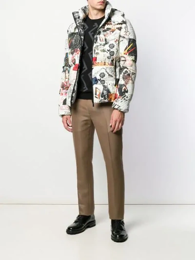 Shop Fendi Karl Kollage Reversible Jacket In White