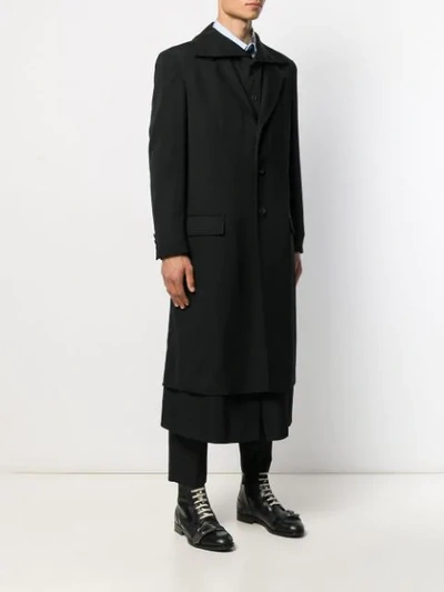 Shop Yohji Yamamoto Layered Single Breasted Coat In Black