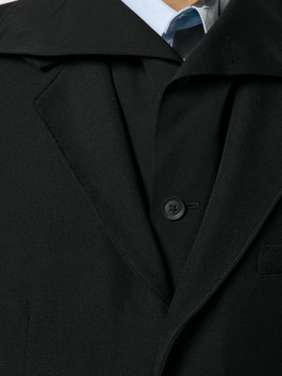 Shop Yohji Yamamoto Layered Single Breasted Coat In Black