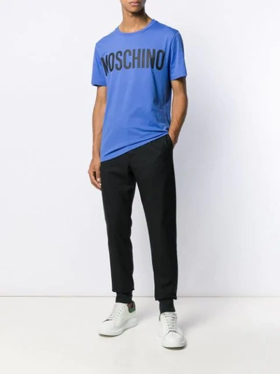 Shop Moschino Logo Print T-shirt In Blue