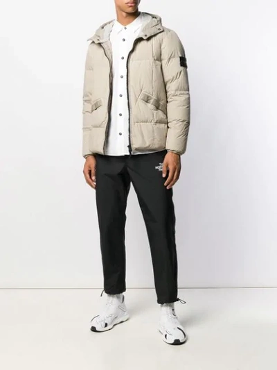 Shop Stone Island Hooded Compass Badge Jacket In Neutrals
