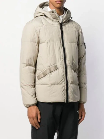 Shop Stone Island Hooded Compass Badge Jacket In Neutrals