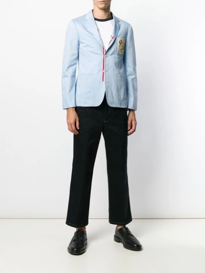 Shop Thom Browne Patch Pocket Grosgrain Sport Coat In Blue