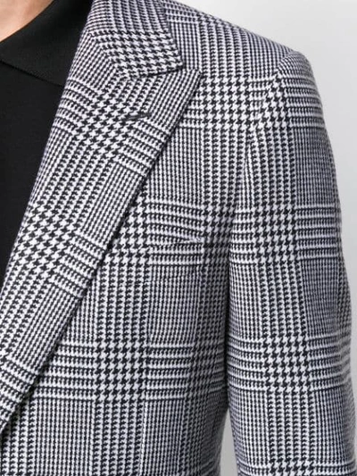 Shop Alexander Mcqueen Hybrid Check Blazer In 9080 White/black