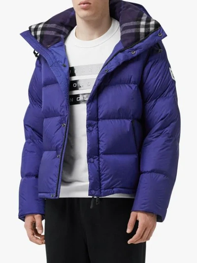 Burberry Detachable Sleeve Hooded Puffer Jacket In Blue | ModeSens