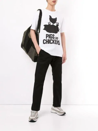 Shop Junya Watanabe Pigs And Chickens T-shirt In White