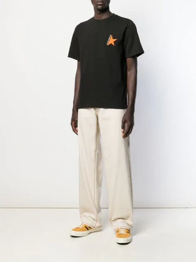 Shop Golden Goose Star Patch T-shirt In Black/orange