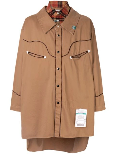 Shop Miharayasuhiro Snap Button Closure Shirt Jacket In Brown