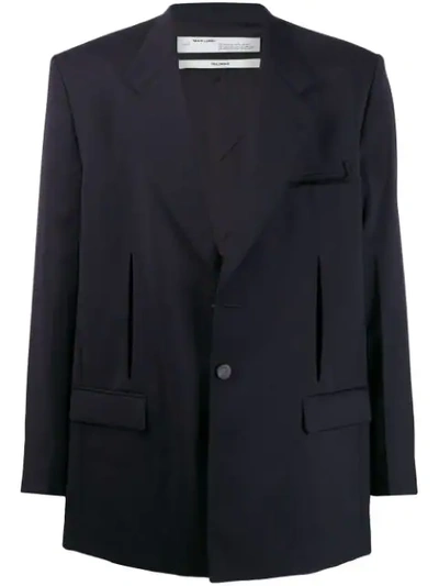 Shop Off-white Boxy Fit Structured Blazer In 3200 Dark Blue No Color