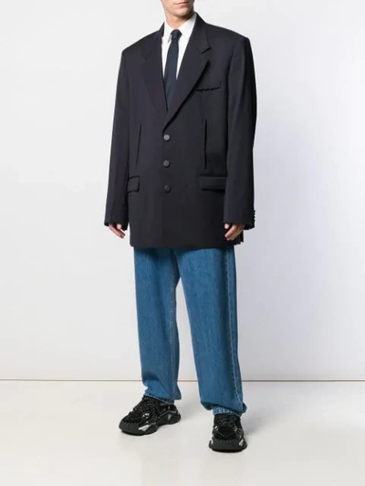 OFF-WHITE BOXY FIT STRUCTURED BLAZER - 蓝色