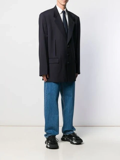 OFF-WHITE BOXY FIT STRUCTURED BLAZER - 蓝色