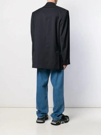 Shop Off-white Boxy Fit Structured Blazer In 3200 Dark Blue No Color
