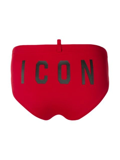 Shop Dsquared2 Icon Swimming Briefs In Red